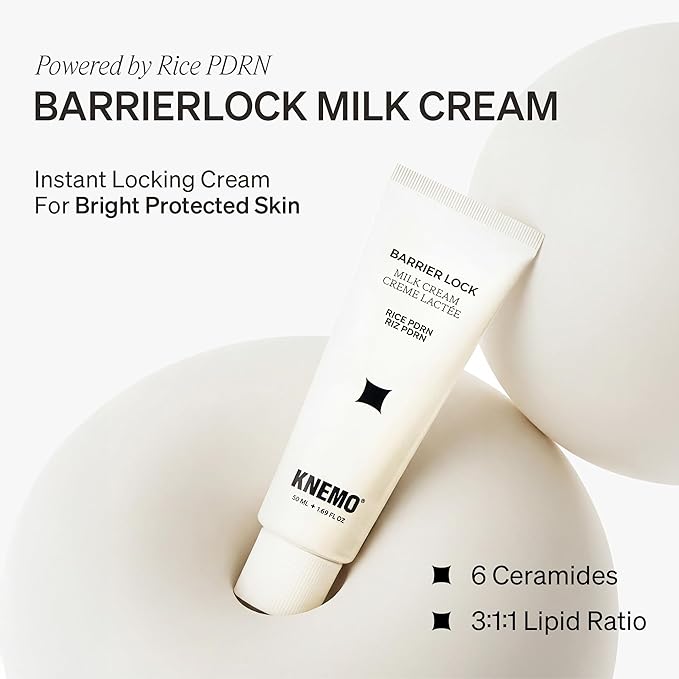 KNEMO BARRIER LOCK Rice PDRN Milk Cream - Intense Hydration Face Moisturizer for Barrier Repair, Rich Dewy Day & Night Cream for Dry, Sensitive, & Flaky Skin