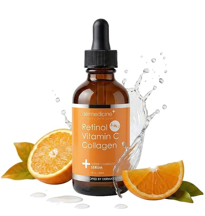 Retinol Vitamin C Collagen | Super Charged Anti-Aging Serum for Face | Pharmaceutical Grade Quality | Helps Smooth & Plump Fine Lines & Wrinkles & Brightens for Younger Skin | 1 fl oz / 30 ml