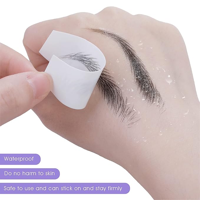 Molain Brow Tattoo Eyebrow Peel Off Temporary Tint Waterproof 4d Realistic Sticker Angled Stencil Removal Practice Drawing Color Sheets Patches Women Girls Makeup(6 PCS Black)