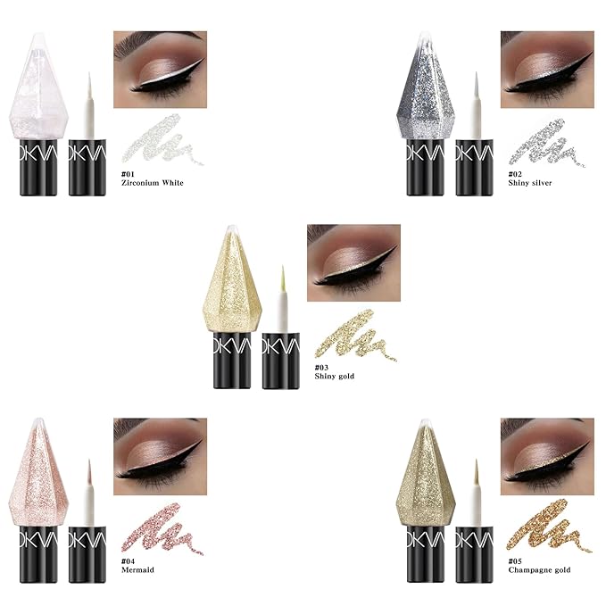 6 Pcs Liquid Glitter Eyeshadow Set Colorful Eyeliner with Long-Lasting and Waterproof Shinning Eye Shadow Gift for Women Eye Makeup(Diamond A)