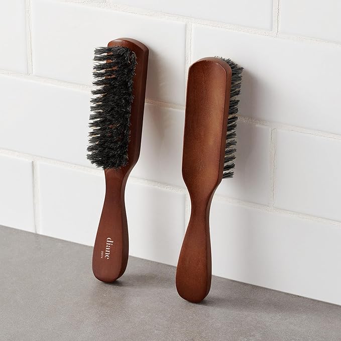 Diane Reinforced Boar Bristle Styling Brush for Men and Barbers – Medium Bristles for Thick and Curly Hair – Use for Detangling, Smoothing, Wave Styles, Restore Shine and Texture