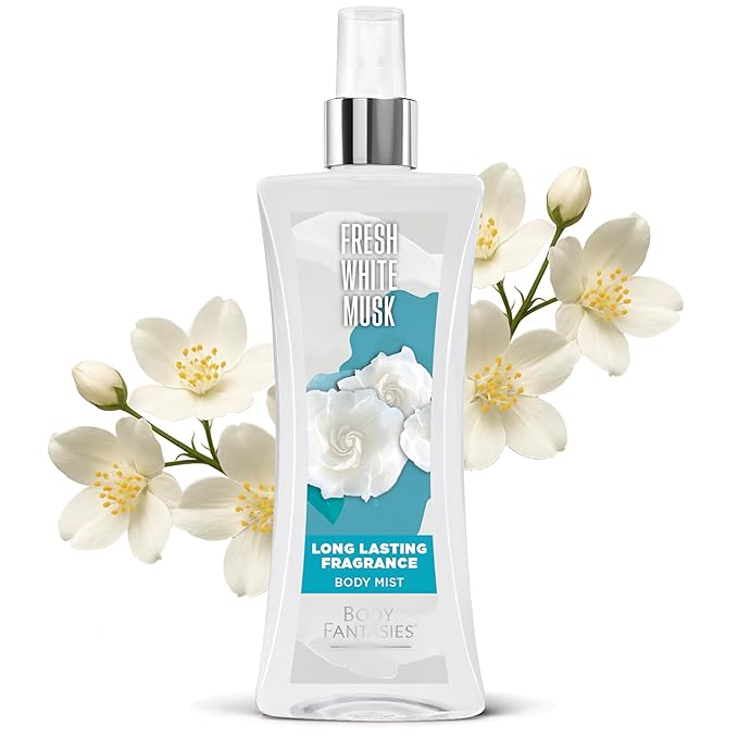 Body Fantasies Signature Fragrance Body Spray, Fresh White Musk, 8 fl oz (Pack of 2)