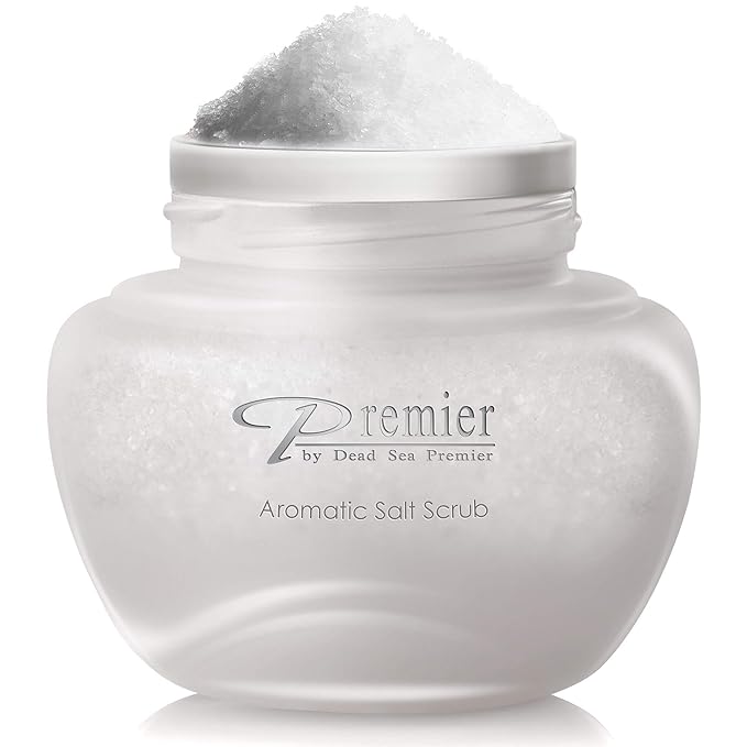 Premier Dead Sea Aromatic Salt Scrub for Hands Feet & Body Exfoliating Body Scrub w/Jojoba Sweet Almond Grape Seed Oils Vitamin E Foot Exfoliator for Women & Men, Breeze Scent, 10.5 Oz