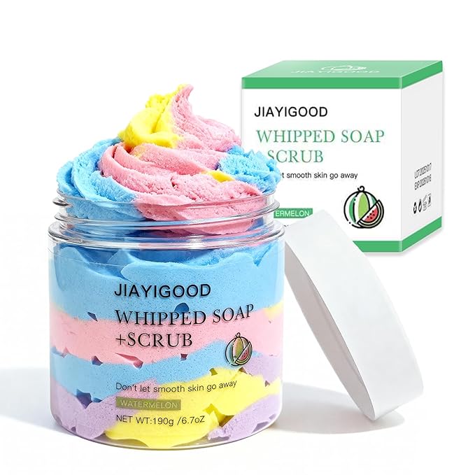 Cream Whipped Scrub Soap Bar - Exfoliating & Moisturizing Body Scrub with Whipped Cream Design, 4.6oz - Gently Exfoliates, Brightens & Deeply Cleanses for Soft, Smooth Skin