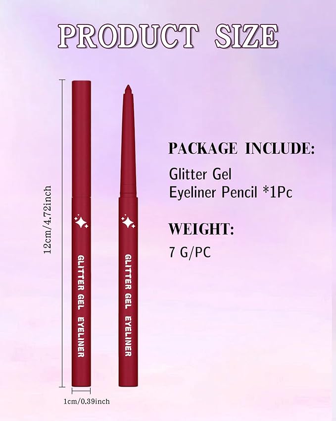 Glitter Gel Eyeliner Pencil,Retractable Cream Gold Eye Liner Pencils,Waterline Eye Makeup Liners,Waterproof & Smudge Proof Glitter Eyeliner Facial Makeup Gift for Mature Women,Girls,Christmas-G02 Gold