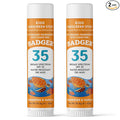 Badger Mineral Kids Sunscreen Face Stick SPF 35, Zinc Oxide Travel Size Sunscreen Stick for Kids, 97% Organic Ingredients, Reef Safe, Water Resistant, .65 oz, 2-Pack