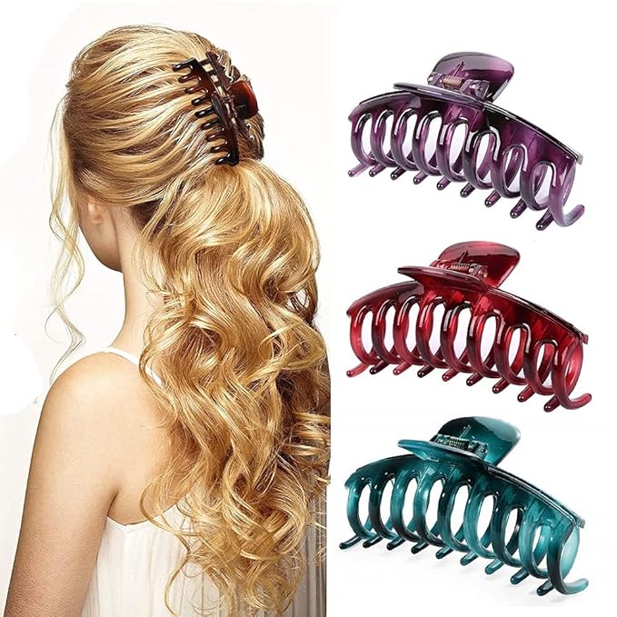 Large Size Hair Claw Clips For Thick Hair, Premium Clips Strong Holding Power Claw 4.3Inch Delicate Hair Grip for Women and Girls (Type F)