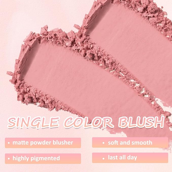 Boobeen Loose Powder Blush Air Cushion Blush, Natural Blusher for Cheeks, Highly Pigmented Blush Makeup Easy to Blend Makeup Blushin, All Day Wear (A-004, 0.35 Ounce (Pack of 1))
