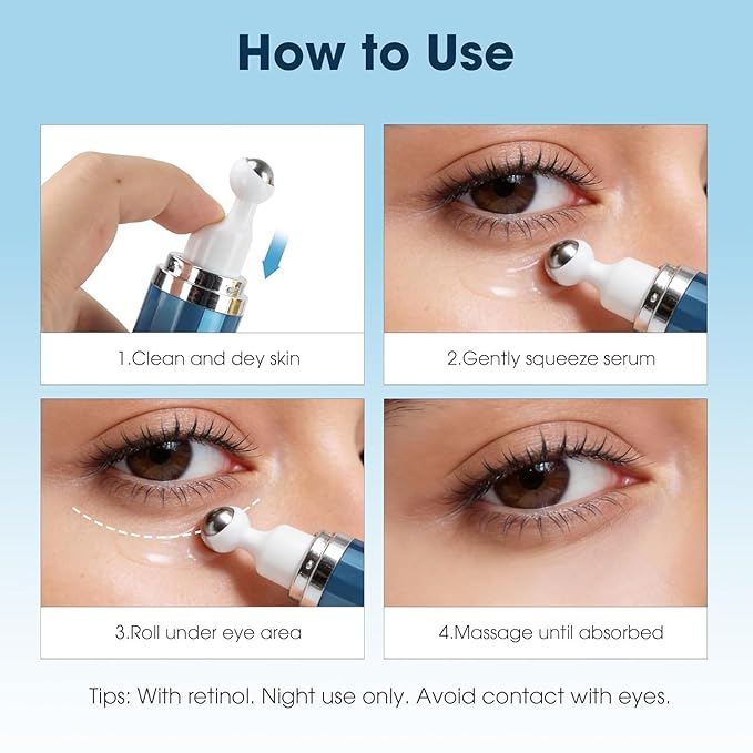 5% Caffeine Eye Cream & Retinol Under Eye Cream to Reduce Dark Circles, Puffiness, Wrinkles and Fine Lines, Anti Aging Under Eye Bags Treatment Serum for Women & Men