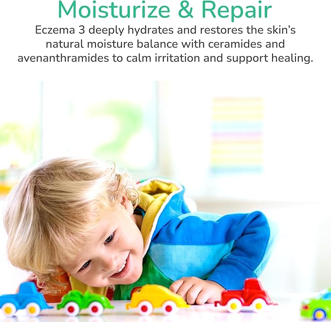 Eczema 3 Ceramide-Rich Skin Barrier Repair Eczema Cream for Kids, Moisturizing, Free of Parabens, Petroleum, Fragrances & Dyes (6 fl oz)