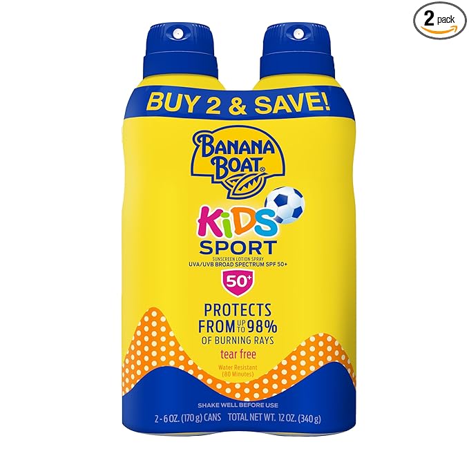 Banana Boat Sunscreen, SPF 100, Spray | Kids | Clear | 6 OZ | Pack of 2