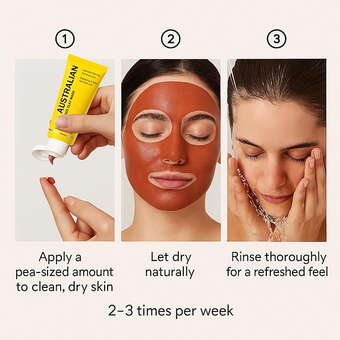 Australian Red Clay Face Mask, Mineral-Rich Detox Mud Mask with Kakadu Plum, Rainforest Lime, Caviar Lime ＆ Desert Lime Extracts (1)