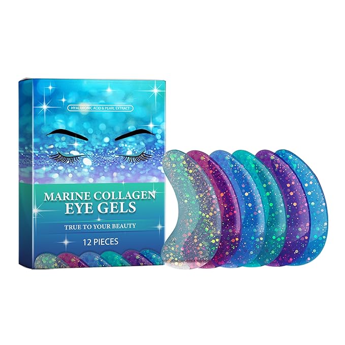 Marine Collagen Eye Gels, Under Eye Patches Collagen Pads for Puffy Eyes, Dark Circles, Bags & Wrinkles, Relieves Pressure & Reduces Wrinkles (6 Pairs)