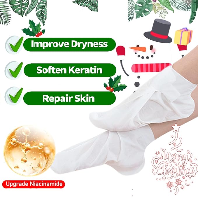 Elitzia Moisturizing Hand & Foot Mask Gift Set - 2 Pairs Gloves & 2 Pairs Socks with Coconut Oil & Rose Extract for Dry Cracked Skin, Winter Care Spa Gifts for Mom Wife Her ETXJ2505