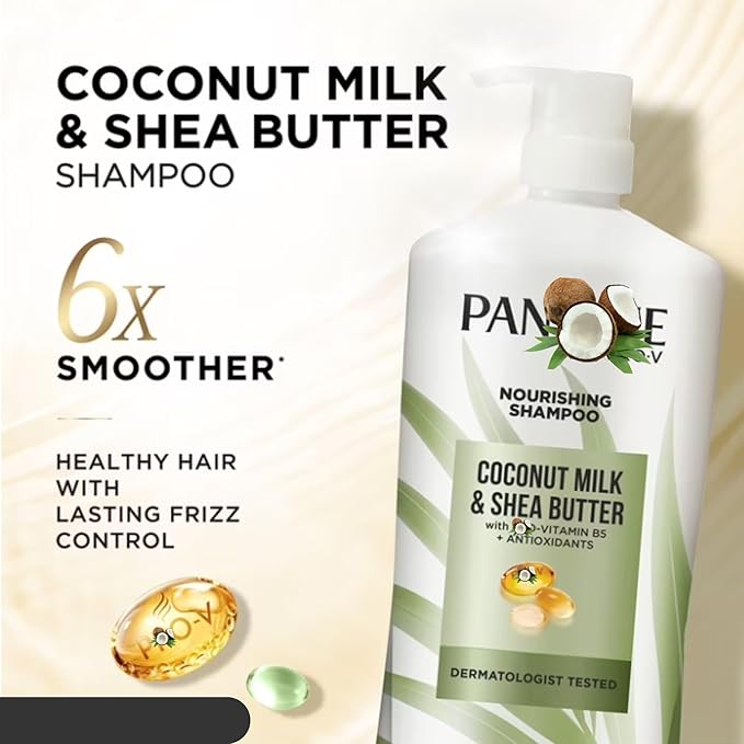 Shea Butter and Coconut Milk SHAMPOO, 38.2 fl oz - Moisture for Curly, Wavy & Dry Hair - Nourishing, Frizz Control, Sulfate-Free Shampoo for Shine & Softness