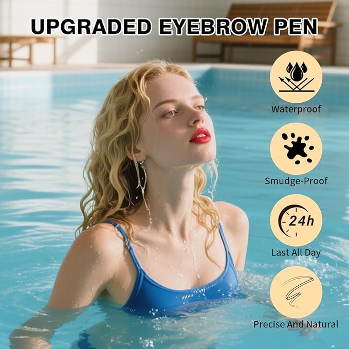 Microblading Eyebrow Pencil,2-in-1 Dual-Ended Eyebrow Pen with 2 Tip brow pen and Precise Brush-Tip,Brow Pen for Natural Women Waterproof and Long-Lasting Brows (Black)