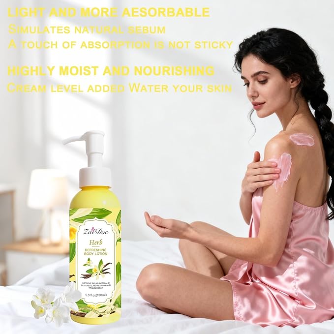 Body Lotion, 24hr Moisturizing & Deep Hydration, Absorbs Instantly Moisturizer for All Skin Types, 5.3 fl oz (1 Pack, Herb)