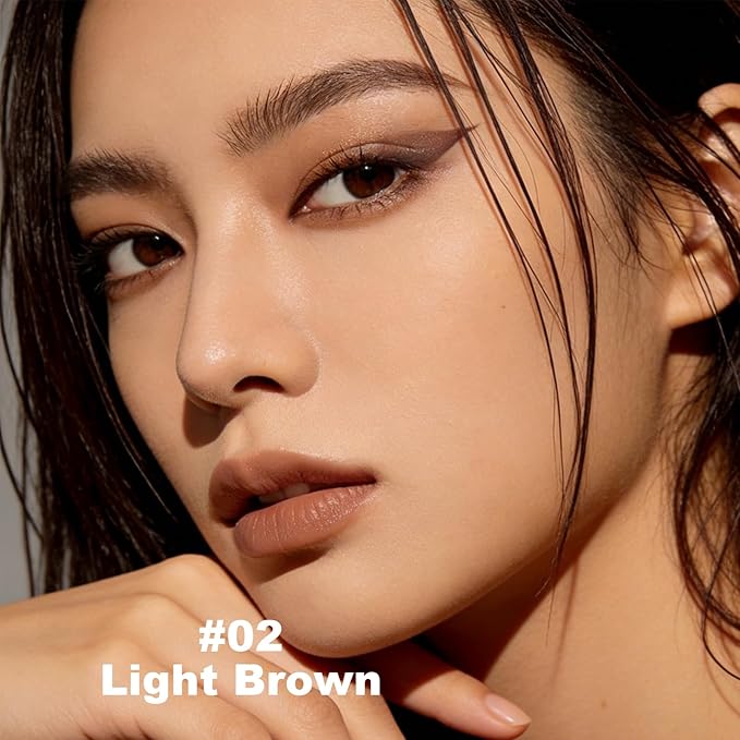 Ultra Fine Liquid Eyeliner Pen, Slim Precision Tip for Winged & Inner Corner Lines, Waterproof Smudge-Proof Quick-Drying, Long-Lasting All-Day Smooth Lightweight Light Brown Eyeliner（2pcs）