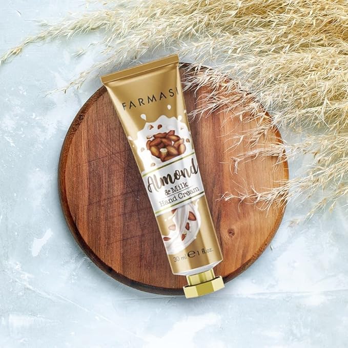 FARMASi Hand Cream with Shea Butter, Deep Moisturizing Hand Lotion for Dry and Rough Hands, Fast Absorbing Non-Greasy Formula, Daily Hydration, Travel Size, 1 fl oz, Almond & Milk