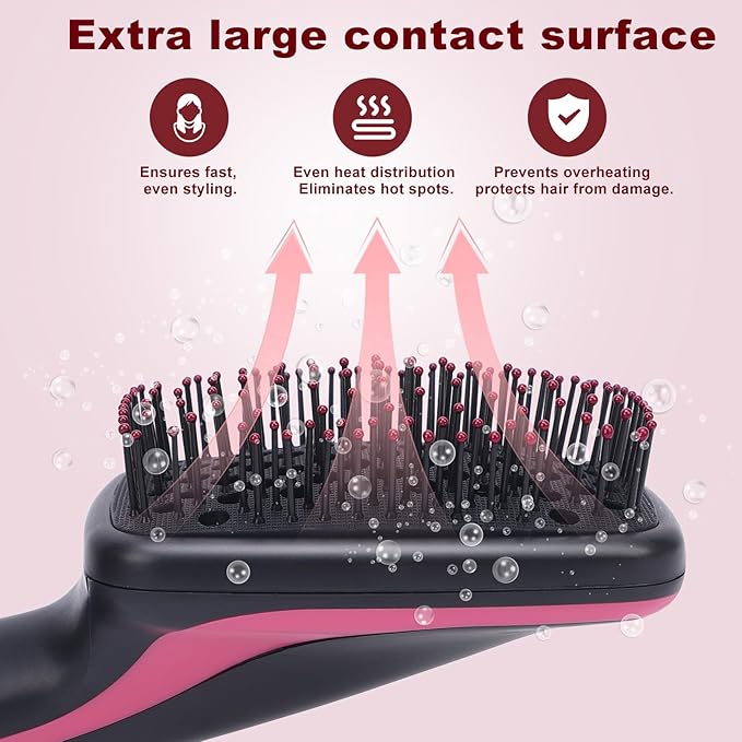 Sonew 2 In 1 Hair Dryer Brush & Straightener Blow Dryer Brush with Negative Ions Detangles & Smooths Hair Reduces Frizz & Static Styler