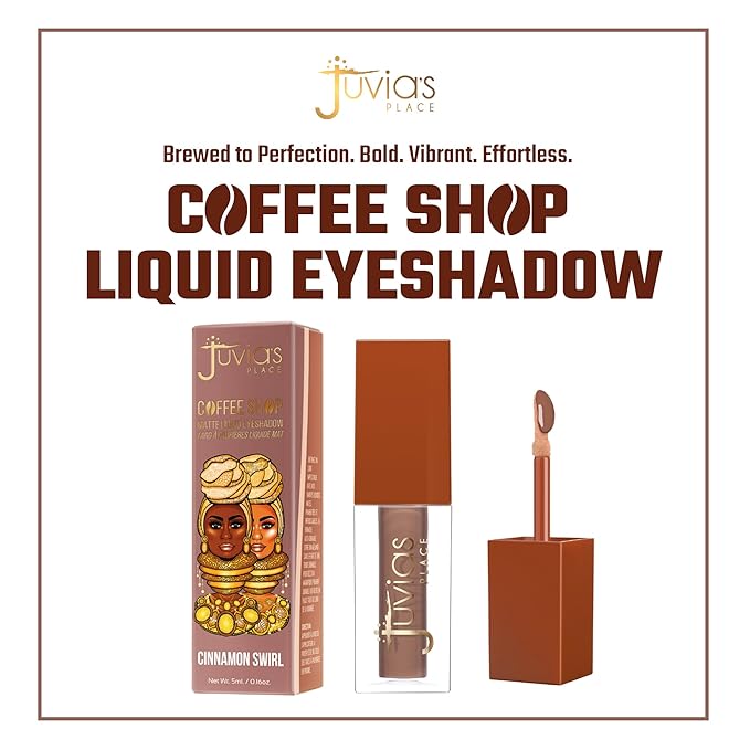 Juvia's Place Coffee Shop Liquid Eyeshadow Cinnamon Swirl - Matte Finish for Rich, Long-Lasting Color, Waterproof, and Smooth Texture - Buildable and Vibrant - Ideal for All Skin Tones, 0.08 fl oz