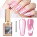 Pink Cat Eye Gel Nail Polish, Moonlight Glitter Holographic Cateye Nail Polish with Magnet 12ML, Magnetic Glass Smoothie UV Gel for Valentine's Day Gift Nail Art Manicure DIY at Home