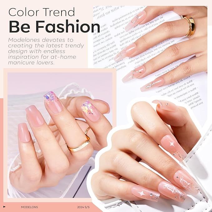 modelones Base Coat Builder Nail Gel Polish, 2 Pcs Clear Builder Nail Polish, 8-in-One Rubber Color Hard Gel for Apex Building Thickening Extension DIY Home Salon Gifts LED Lamp Cured 10ml