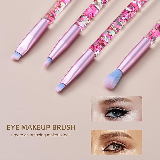 Kids Makeup for Girls,Glitter Unicorn Foundation Fan Powder Blush Lip Highlight Eye shadow Eyebrow Brushes Set with Liquid Flows and Case for Girls Teen Women as Gift Present