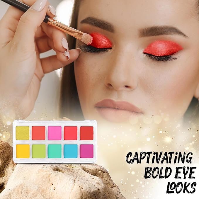 Profusion Cosmetics 10 Shade Eyeshadow Palette - High Pigmented Multi-Finish Colors, Vegan & Cruelty-Free, Create Stunning Looks On-the-Go - Travel-Friendly & Versatile Makeup, Neon