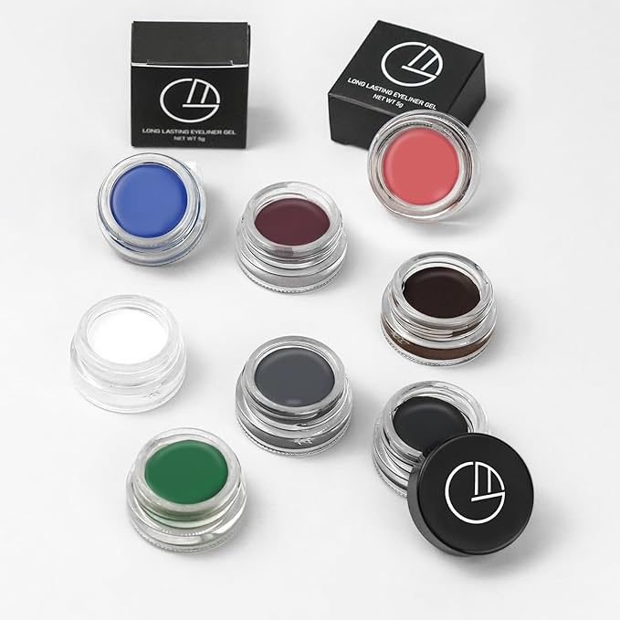 Eyeliner Gel Set,Long Lasting Waterproof With 5.51 IN Long Eyeliner Brush,High-Intensity Pigments Smudge-Proof Eye Liner Makeup Creamy Gel 5G-Green