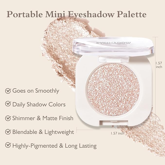 Shimmer Glitter Eyeshadow Palette 2 PCS, Pear White Silver Eye Shadow Palettes Sparkle Neutral Eyeshadow for Women, Smooth Powder Lightweight Blendable Compact Daily Eyes Makeup, Set B