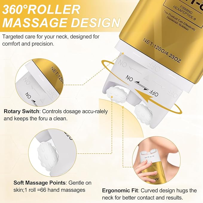 AH-8 Firming Neck Cream & Electric Massage Eye Cream Suit, Neck and Eye Tightening & Rejuvenating Set,Firming Smooth Fine Lines,Reduce Wrinkles & Deep Moisturizing Skincare,Day & Night Use(120g+50g)