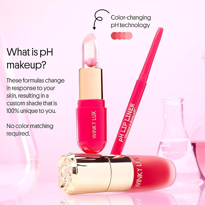 Winky Lux Flower Balm, pH Lip Balm, Color Changing Lipstick and Tinted Lip Balm, Vegan & Cruelty Free, Hydrate & Plump, Sheer Pink Lipstick, Pink Flower with Vanilla Scent
