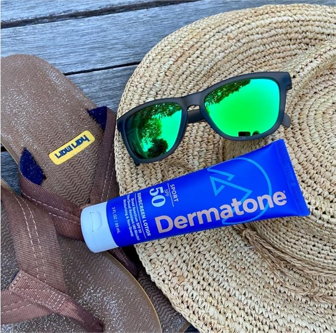 Dermatone Sport Sunscreen Lotion SPF 50 | with Vitamin C & Aloe | Water/Sweat Resistant (80 min) | Oxybenzone Free and Octinoxate Free | Non-Greasy | Moisturizing | 3oz Tube
