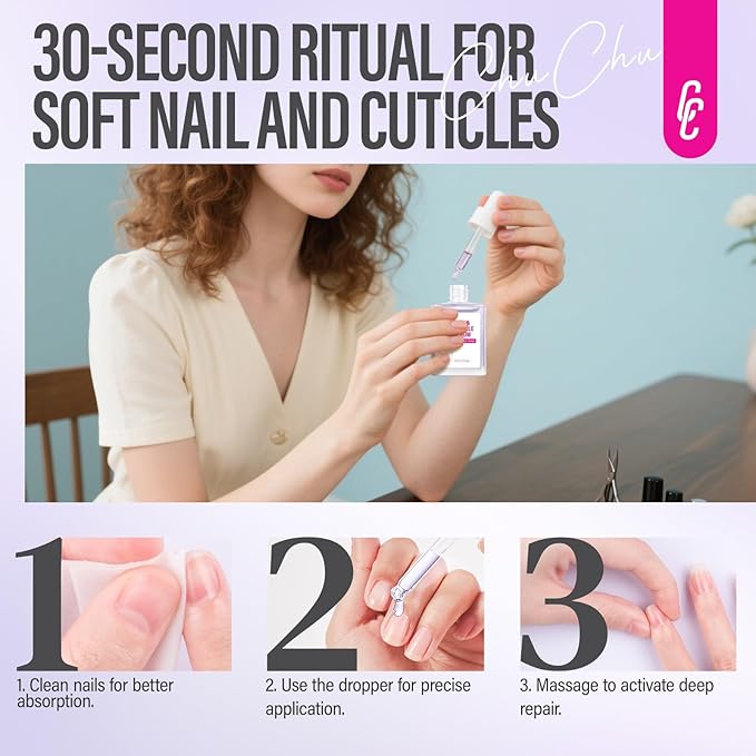 CHUCHU Nail Growth Serum for Summer: 15ML Lavender Organic Nail Oil with Vitamin B & E - Moisturizes Repairs and Promotes Nail Growth - Prevents Dryness Hangnails Non-Greasy