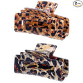 Tortoise Hair Claw Clips, 3 Inch Non-Slip Acrylic Banana Barrettes Jaw Clips, Leopard Print Strong Hold Stylish Hair Accessories for Women Ladies Thin Thick Hair (2pcs)
