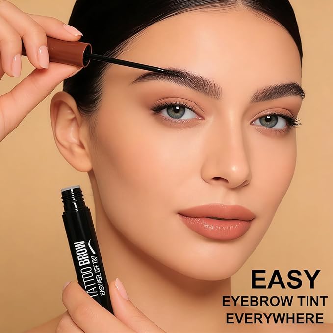 2Pcs Peel Off Eyebrow Tint,Long-lasting Tattoo Eyebrow Gel Easy Peel Off,Waterproof Brow Stain Gel,For Fuller & Defined Looking Brows（02 Dark Brown）