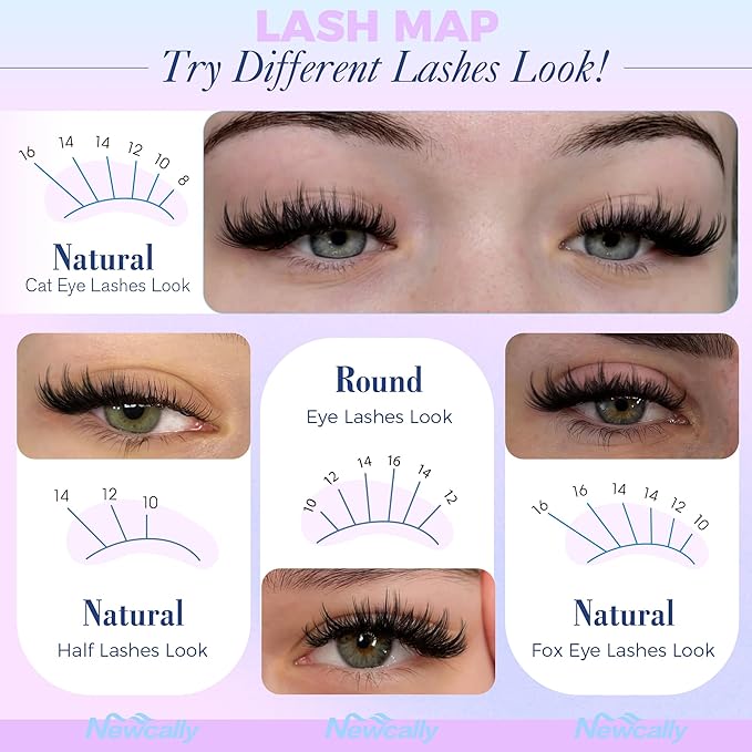 Wispy Lash Clusters Eyelash Extension Natural Look Eyelash Clusters Soft Individual Lashes 8-16MM CD-curly DIY Lash Extension Beginner-friendly by Newcally