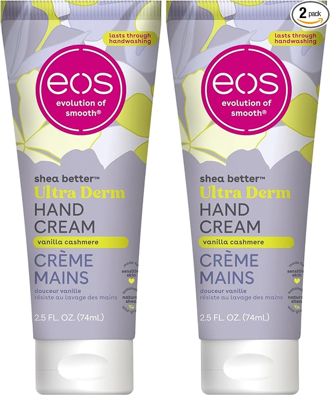 eos Shea Better Hand Cream - Vanilla Cashmere Hand Lotion | Instant Hydration + Lasting Protection | 2.5 oz (Pack of 2)