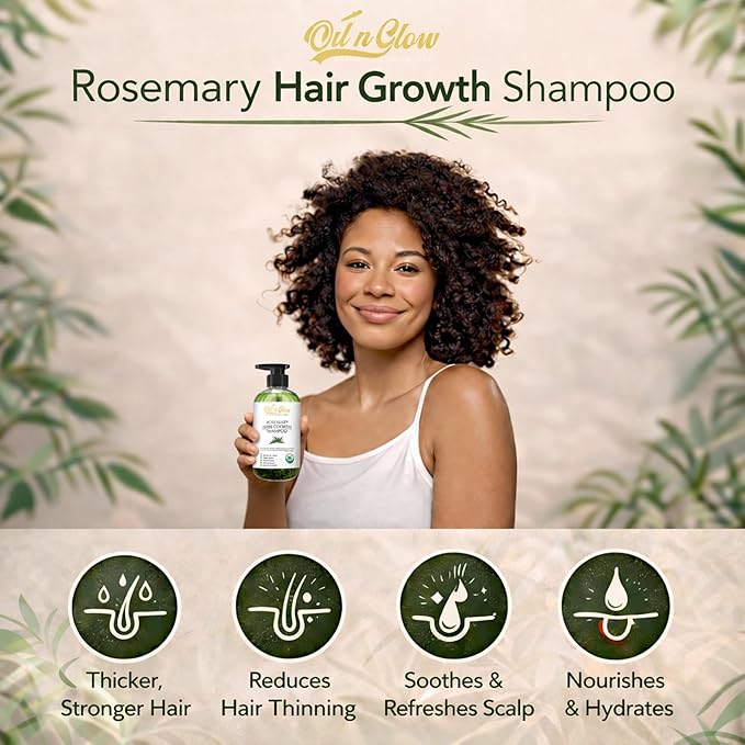 USDA Organic Rosemary Shampoo For Hair Growth For Thickening & Strengthening for Men & Women with Biotin, Scalp DHT Blocker Saw Palmetto For Thinning Hair Loss 10 Fl. Oz- Fragrance Free
