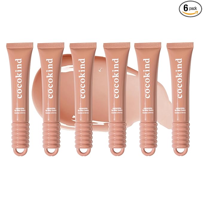 Cocokind Ceramide Lip Blur Balm, Be Powerful - Soft Brown Hydrating Lip Balm with Ceramides & Peptides, Made for Sensitive Skin & Lips, Unflavored & Fragrance-Free - 6 pack