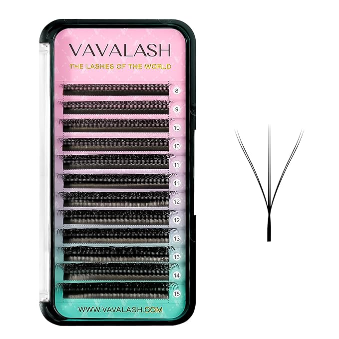 VAVALASH 3D Double Tips W Shape Eyelash Extension 3D WW Premade Fans 0.07 D Curl Volume Lash Extensions Easy Fanning False Lashes Matte Black Volume Premade Cluster W Lashes(WW-3D-0.07-D-8-15mm）