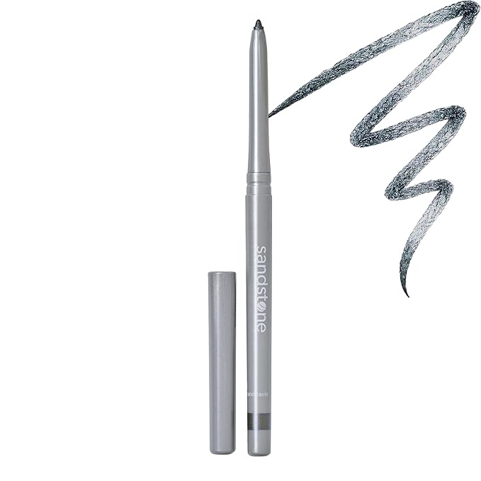 Sandstone Scandinavia Hypoallergenic Waterproof Metallic Eyeliner Pencil – Silver – Fragrance-Free, Vegan – Smudge-Proof Eye Liner for Sensitive Eyes