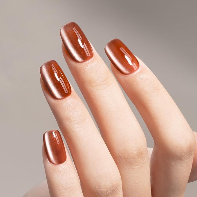 MAYCHAO 15ML Cat Eye Gel Nail Polish 1Pc Glassy Bronze Gel Polish with Magnet Soak off Holographic Magnetic Nail Polish for Nail Art Manicure Salon DIY at Home, 0.5 OZ