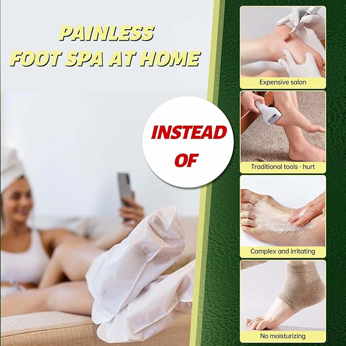 Foot Peeling Mask, Natural Exfoliating Foot Mask, Dead Skin Callus Remover Repair Heels, Hydrating Foot Care for Dry Cracked Feet (6 Pack)