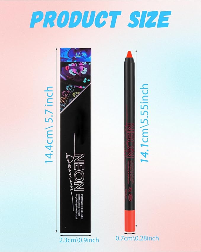 UV Neon Colored Gel Eyeliner Pencil, Matte Rainbow Colorful Eyeliner Pencils Glow in the Dark Makeup, Waterproof Long Lasting Eye Liner Pen with Sharpener for Halloween Face Body Painting-B04 Yellow