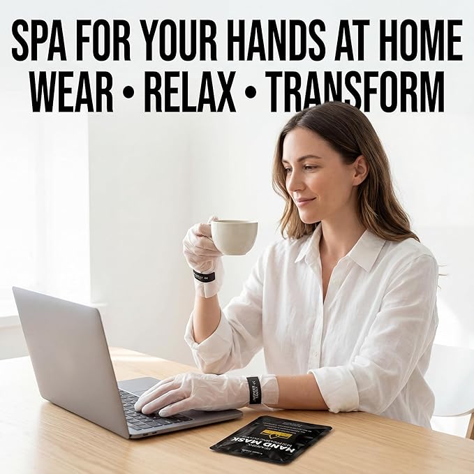 Hand Mask – Moisturizing Gloves for Dry Cracked Hands – 15-Minute or Overnight Treatment, Collagen Hand Masks, Hand Moisturizer Cotton Gloves for Sleeping Alternative, Repairing Treatment for Women