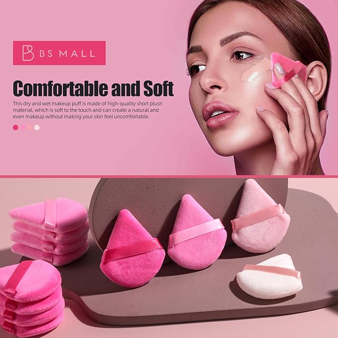 BS-MALL Makeup Sponge Set, Triangle Makeup Blending Sponge Puffs, 20 Pieces, Cosmetic Applicators (Pink)