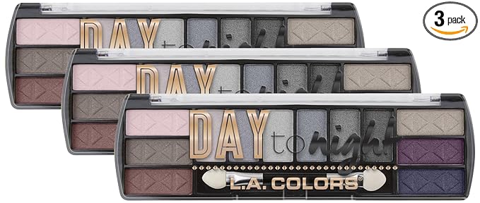 L.A. COLORS Day to Night 12 Color Eyeshadow, Evening CES431 (Pack of 3)