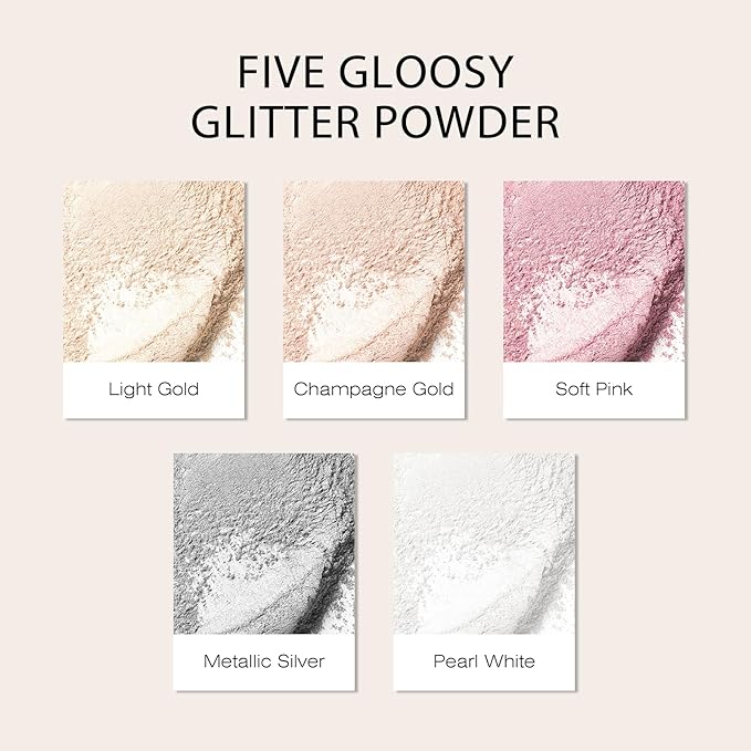 KYDA Glitter Powder Spray, Loose Shimmer Powder, Highlighter Spray Makeup for Face Body Hair, Lasting Glitter Hairspray, Cosmetic Sparkling Body Makeup, Metallic Silver